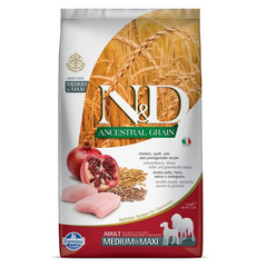 Farmina N&D Ancestral Grain - Chicken & Pomegranate - Adult Dog Dry Food - Medium & Maxi Breed