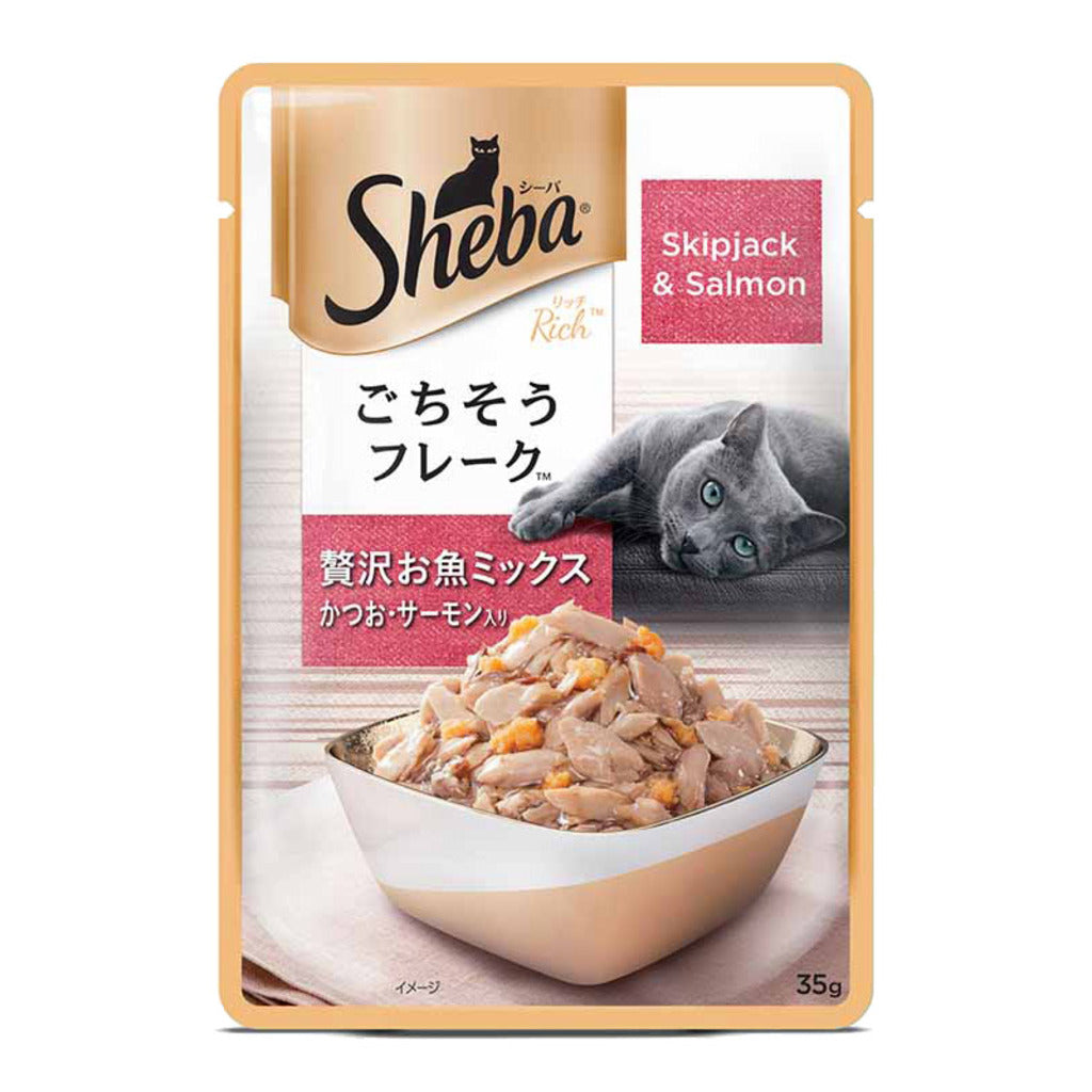 Sheba - Premium - Mix (Skipjack & Salmon) - Cat Wet Food Fish -  35 Gm Pouch