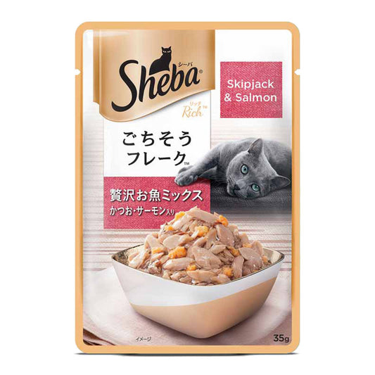 Sheba - Premium - Mix (Skipjack & Salmon) - Cat Wet Food Fish -  35 Gm Pouch